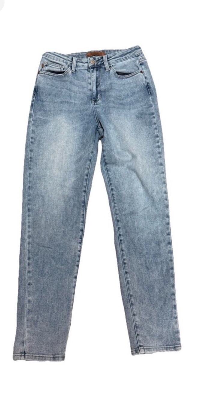 Judy Blue Jeans Womens 7/28 Blue Light Wash Mid Rise Fit Stretch